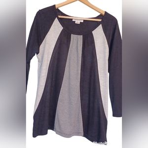 LIZ CLAIBORNE  Women's Black And Gray Knit Top XL